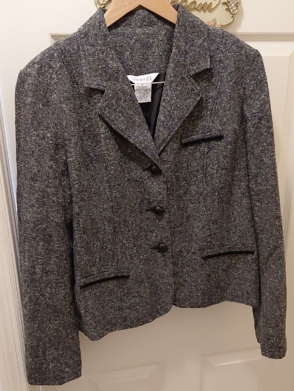 George Women's Charcoal Tweed Blazer Jacket